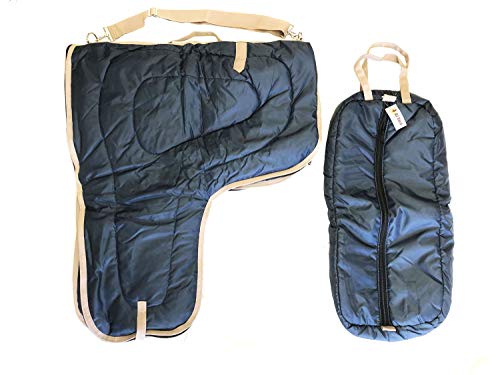 AJ Tack Western Padded Saddle and Bridle Carrier Set - color: Navy Blue