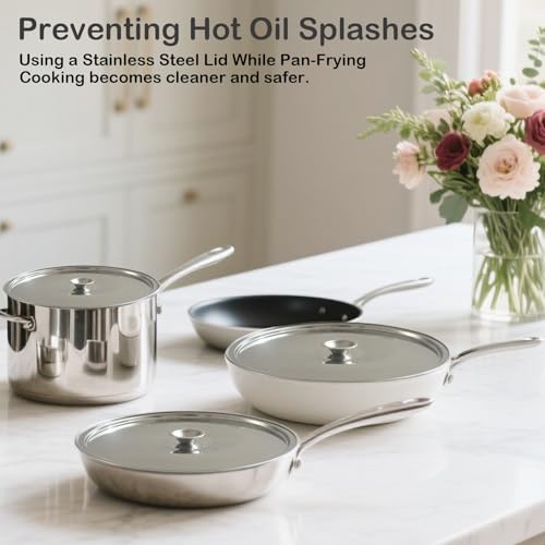 Stainless Steel Lid Universal Pot Lid for Pots Pans Skillets 8.7Inch | Pot Cover Universal Pans Pots Cookware, Replacement Accessories for Skillets Frying, 22cm - size: 22CM