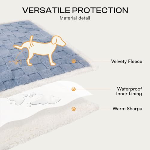 Luciphia Waterproof Dog Blanket, Reversible Fleece & Sherpa, Couch Cover - color: Creamy Blue, size: Medium (57x40 inch)
