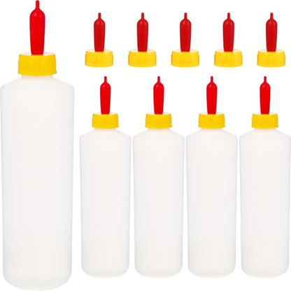 Ipetboom 5 Pack Lamb Feeding Bottles - 400ml/13.5oz Animal Milk Nursing Bottle with Silicone Nipples, Livestock Feeder for Lambs Calves and Small Animals - White 9.04X2.36in