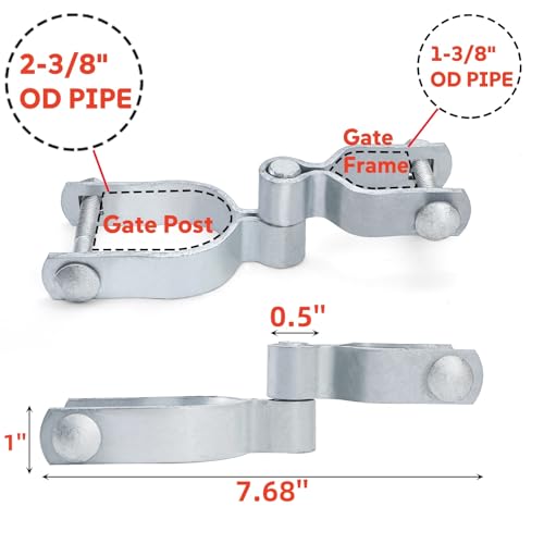 4 Set of Chain Link Fence Gate Post Hinge, 2-3/8" x 1-3/8"