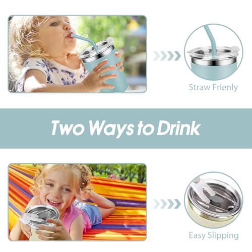 Yummy Sam 12 OZ Stainless Steel Kids Cups for Cold Hot Drink, Yellow Green | Spill Proof Unbreakable Toddler Smoothie Cups, Water Drinking Tumblers for Children Adult School Outdoor Home Use - color: Yellow Green