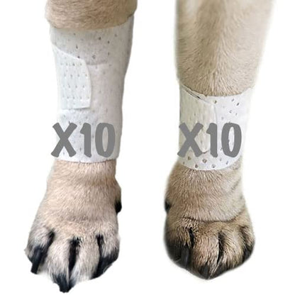 PawFlex Basic Leg Bandages for Dogs, Cats, Pets -First- aid Non Adhesive Fur Friendly, Soft Stretch Wound Care, hot Spots, Fungus, Adjustable Fastening Strap Value Pack (Medium 20-Pack) - size: Medium 20-Pack