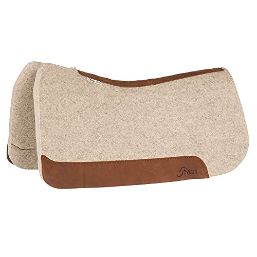 NRS 5 Star Equine Products Supplies Inc. The Rancher 1 1/8 Flex Fit Wither Relief Felt Saddle Pad Natural 32X32