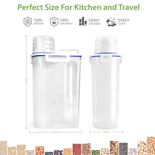 Viretec Rice Storage Container, 3 to 5Lbs Dry Food Airtight Container, Pet Dog Cat Food Canister, BPA Free Clear Plastic Kitchen and Pantry Organization Bin for Oatmeal, Grain, Cereal, Pasta, Flour - color: 3L/White