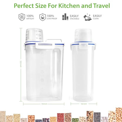 Viretec Rice Storage Container, 3 to 5Lbs Dry Food Airtight Container, Pet Dog Cat Food Canister, BPA Free Clear Plastic Kitchen and Pantry Organization Bin for Oatmeal, Grain, Cereal, Pasta, Flour - color: 3L/White