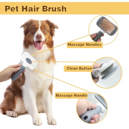 Dog Brush & Pet Grooming Kit for Dogs and Cats, 8 Tools with Storage Pouch