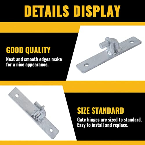 VIVIDA Flat Back Gate Hinge, Wall Mount Gate Hinge with 5/8" Pin, 2 PCS | Galvanized Steel, Chain Link Gate Hardware - size: 7.5" × 1.5" (2 PCS)