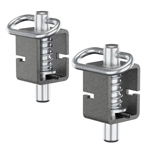Weld-on Trailer Spring Latch Lock, Heavy Duty Trailer Gate Latch Universal Long Spring Lock, Spring Latch Assembly with Plain Tube,Spring Loaded Latch for Barn Doors, Tracks & Ramp Doors (Pack of 2) - size: 3.5in