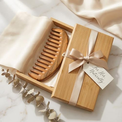 Louise Maelys Wooden Wide Tooth Comb For Curly Hair - color: Moon comb