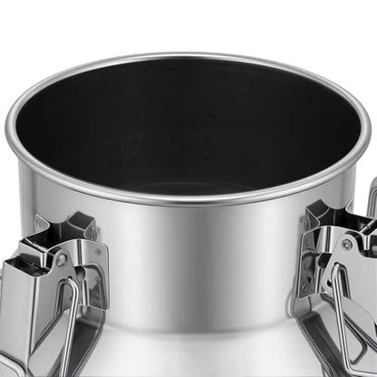 DYNAMI 2.6Gal Stainless Steel Milk Can with Sealed Lid and Handles,Anti-Leak Liquid Storage Barrel,Food Grade Container for Milk, Liquid,Solid Storage and Transport,Large Opening for Easy Cleaning - size: 2.6Gal