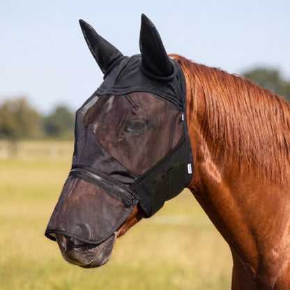 Horse Fly Mask with Ears & Detachable Nose Cover, Large - size: Large