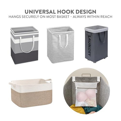 2Pcs Mesh Laundry Bags for Delicates w/Hooks, Hanging Durable Laundry Mesh Wash Bags Attachable Inside Laundry Basket, Lingerie Bags for Washing Bras, Socks – 12x10 Washable Laundry Bag
