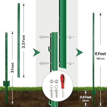 Thealyn Metal 10Pack 6FT Fence Posts for Wire Fencing Heavy Duty U Post - size: 6 Feet (Requires Assembly)