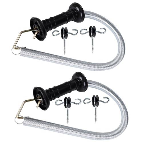 2 Set Electric Fence Spring Gate Handles Kit with Spring, 13 Feet Tension Spring, Handle Set with Anchors, Electric Fence Connectors