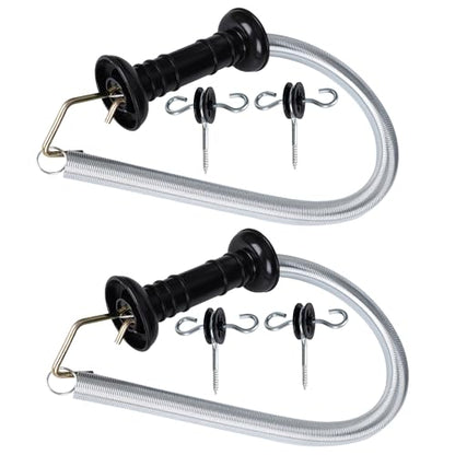 2 Set Electric Fence Spring Gate Handles Kit with Spring, 13 Feet Tension Spring, Handle Set with Anchors, Electric Fence Connectors
