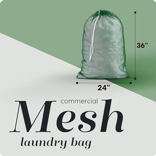 Handy Laundry Mesh XL Laundry Bag 24"x36", Heavy Duty Drawstring, Green - color: Green