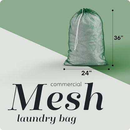 Handy Laundry Mesh XL Laundry Bag 24"x36", Heavy Duty Drawstring, Green - color: Green