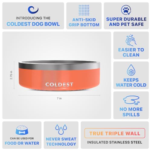 Coldest Dog Bowl - Anti Rust Metal, Non Slip, 3 Layers Insulated Stainless Steel Dog Bowls - Spill Proof & Heavy Duty - Water Bowl for Dogs, Cats & Pets, Dish Washer Safe (42 oz,Candy Red Glitter) - color: Candy Red Glitter, size: 42 oz