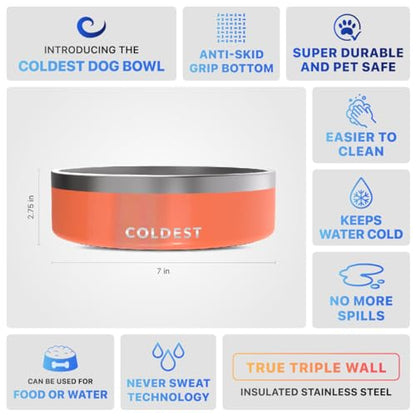 Coldest Dog Bowl - Anti Rust Metal, Non Slip, 3 Layers Insulated Stainless Steel Dog Bowls - Spill Proof & Heavy Duty - Water Bowl for Dogs, Cats & Pets, Dish Washer Safe (42 oz,Candy Red Glitter) - color: Candy Red Glitter, size: 42 oz