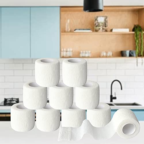 2 Inches Self Adhesive Bandage Wrap Cohesive Wrap, 9 Pack, White - color: White, size: 2 Inch