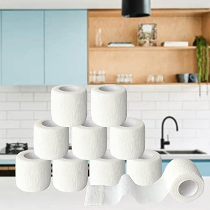 2 Inches Self Adhesive Bandage Wrap Cohesive Wrap, 9 Pack, White - color: White, size: 2 Inch