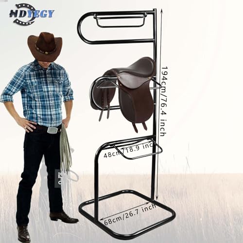 3 Tier Saddle Rack,Heavy Duty Rotatable Saddle Stand for English and Western Saddles,Horse Tack Storage for Horse Stall,Stable,Tack Room, Garage, Equestrian Shop