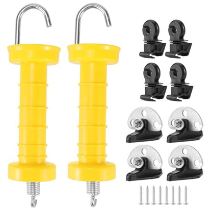 QWORK Electric Fence Gate Handle Set with Anchors, Insulators, and Screws - 2 Sets High Visibility, Easy to Use, Portable Fencing Kit