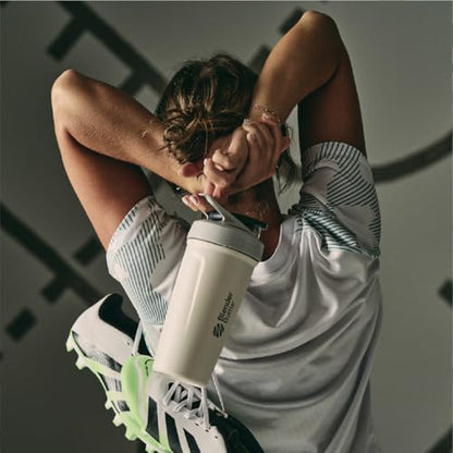 BlenderBottle Sport Flip Stainless Steel Shaker Bottle 24 oz Grey/White - color: Grey/White, size: 24 Ounces, style: Flip