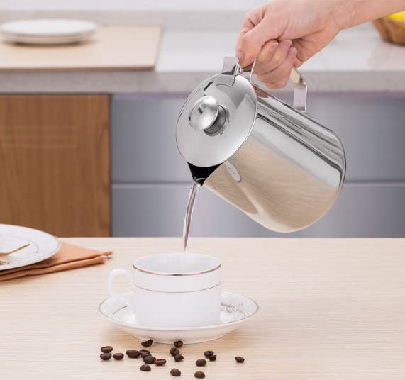 Stainless Steel Milk Frothing Pitcher With Lid 350ml