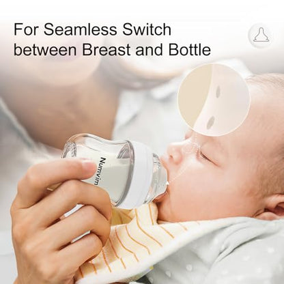 Natural Glass Baby Bottles Gentle & Extra Slow Flow, Newborn Breastfeeding Bottle with Anti Colic Nipple for 0 Months Babies, 3 Packs (White (3 Ounce), 1 Count (Pack of 3)) - color: White (3 Ounce)