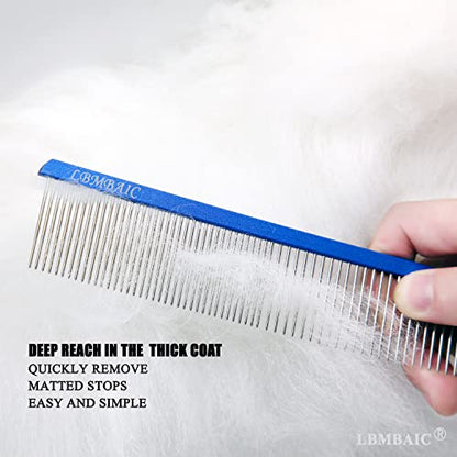 Metal Dog Grooming Combs Shedding Tangles,Knots,Mats.(7.5inches) - color: royalblue, size: Medium