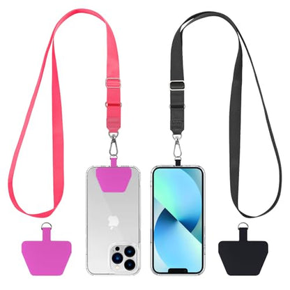 CACOE Phone Lanyard, Black+Rose Red, 2 Pcs - color: Black+rose Red, size: 21.65"