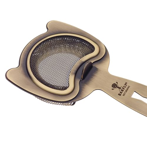 Barfly Fine Mesh Spring Strainer, Antique Gold - color: Antique Gold