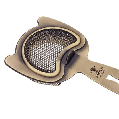 Barfly Fine Mesh Spring Strainer, Antique Gold - color: Antique Gold