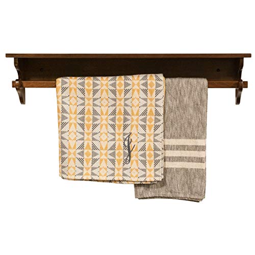 RRD Amish Made Quilt Hangers with Display Shelf Rustic Wall Hangers for Twin to King Blankets (Brown Maple Wood, White Paint, 60' L) - color: Brown Maple Wood, White Paint, size: 7"D x 60"L