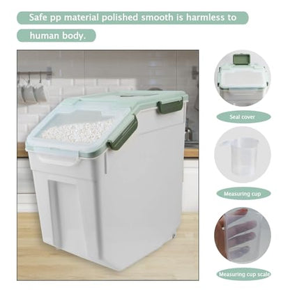 Saim 2 Pack 50lb Flour & Rice Storage Container Bin,Rice Dispenser (Green) - color: 2Pack 50lbs Green