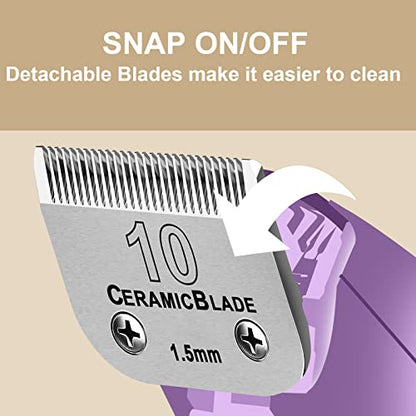 10#Dog Grooming Ceramic Blade sets,Compatible with Andis/Oster A5/Wahl 10KM - color: 10# (10 Pack)