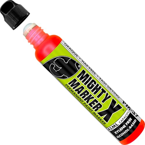 PM-37 Industrial Dauber Paint Marker - 18mm Wide Tip for Metal, Glass & Non-Porous Surfaces - Xylene Free, 45ml Capacity - Fl. Red - color: Fl. Red