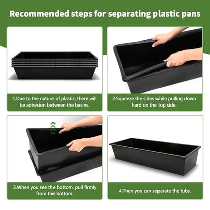 5 Pack 12 Gallon / 48 Quart Plastic Water Troughs for Livestock - color: Black-48Quart, size: 48 Quart