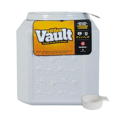 Vittles Vault Vittles Vault Pawprint Food Storage Container + Scoop, 25lbs | BPA Free Plastic, Sealed Airtight for Kibble, Bird Seed, Oatmeal and More; Includes Scoop, Made in USA - size: 25 Pounds