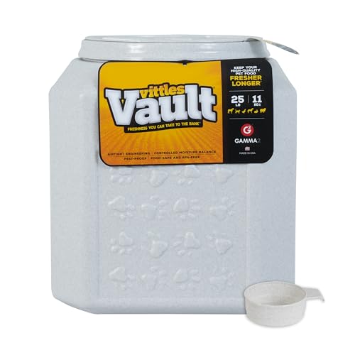 Vittles Vault Vittles Vault Pawprint Food Storage Container + Scoop, 25lbs | BPA Free Plastic, Sealed Airtight for Kibble, Bird Seed, Oatmeal and More; Includes Scoop, Made in USA - size: 25 Pounds