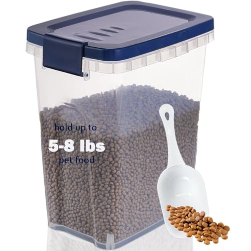EIwichen Dog and Cat Food Storage Container with Scoop - 5-10 Lbs Pet Food Container with Airtight Lid, Dry Food Bin BPA Free, Kibble Container, for Pet, Cat, Dog, Bird Seed, e
