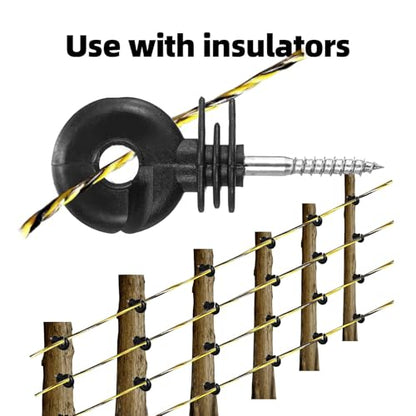 Upgraded Electric Fence Polywire 5050 Feet 1540 Meters, 6 Stainless Steel Strands for Reliable Conductivity and Rust Resistance, Easy to Install,Portable Electric Fencing,Yellow and Black Color