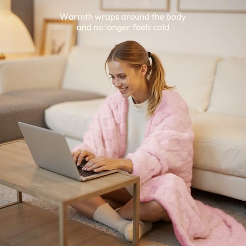 Templewet Heated Blanket Throw 50" x 60",Soft Electric Blanket,Pink | Timer Settings,Auto Off,Sherpa Heated Throw Blanket,Machine Washable,Fast Heating for Sofa Bed Office Use,Gifts for Women - color: Blush Pink