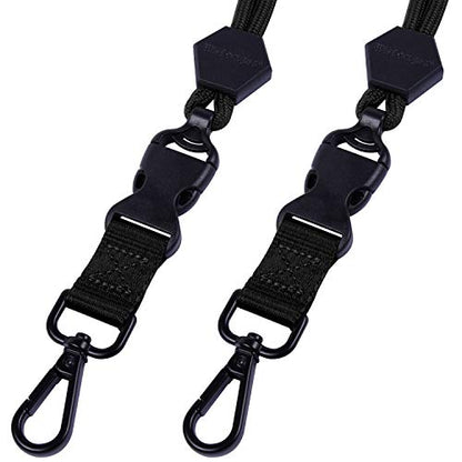 Wisdompro 2 Pack 23" Lanyard with Safety Breakaway Buckle - Black and Black | Durable Heavy Duty Neck Lanyard, with Detachable Buckle and Metal Hook, for ID Card Badge Holder and Keys - color: Black, Black, size: 23 inches