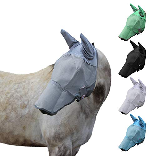 Derby Originals Reflective Fly Mask with One Year Warranty - with Ears and Nose Cover - color: Grey