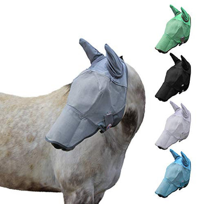 Derby Originals Reflective Fly Mask with One Year Warranty - with Ears and Nose Cover - color: Grey