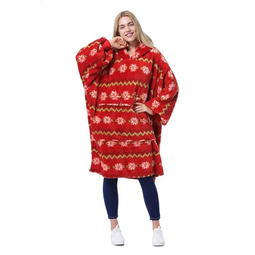 Catalonia Oversized Blanket Hoodie, Wearable Fleece Blanket Sweatshirt - color: Mistletoe / Plush