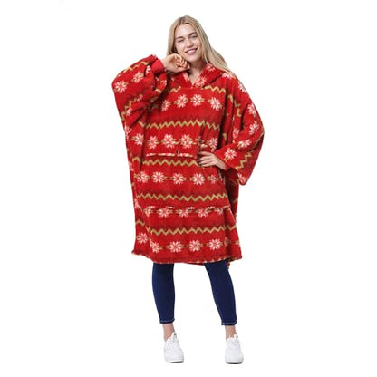 Catalonia Oversized Blanket Hoodie, Wearable Fleece Blanket Sweatshirt - color: Mistletoe / Plush